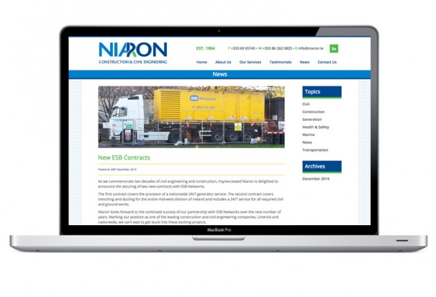 Niaron Ltd New Mobile Responsive Website